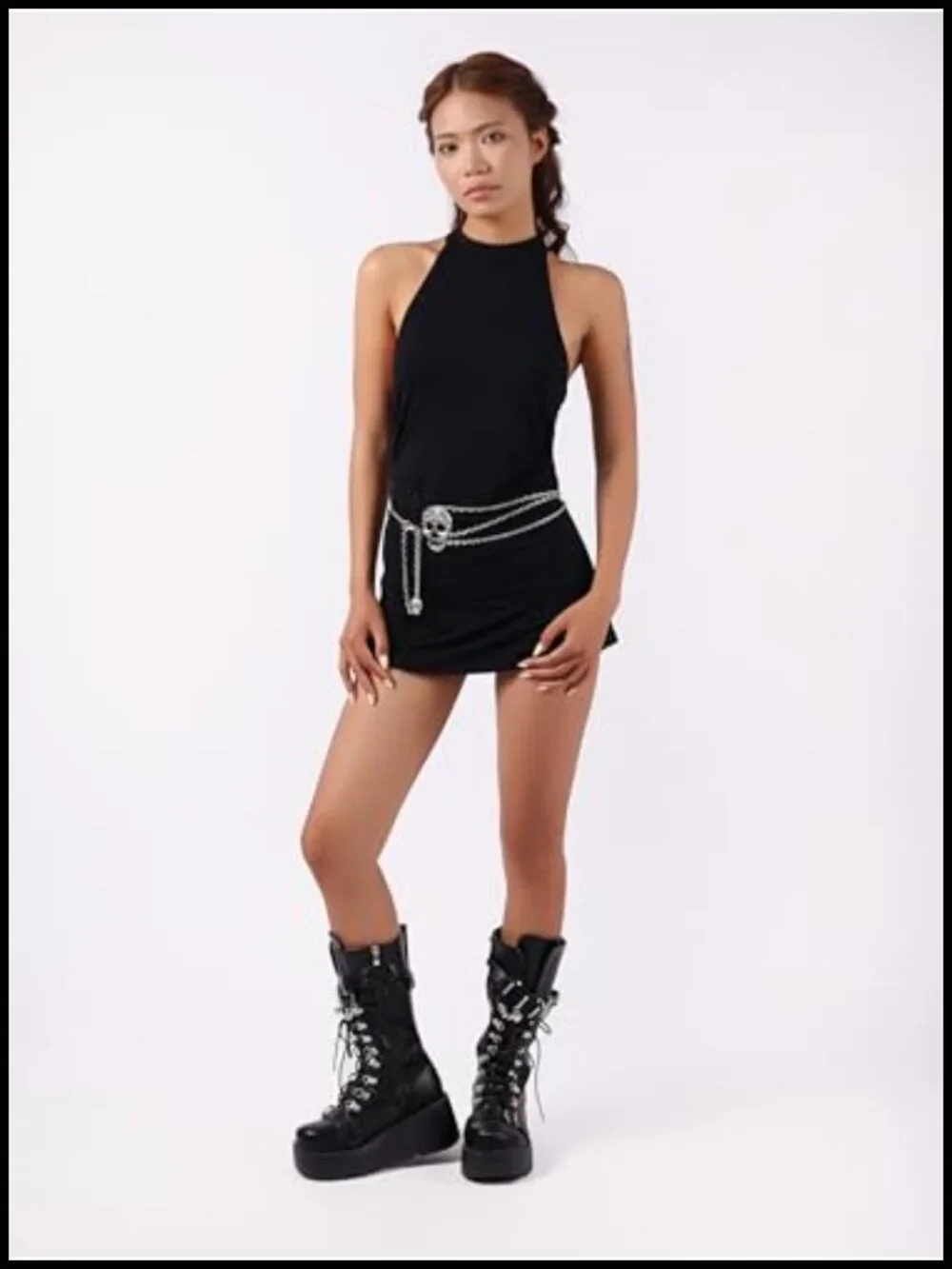Gothic Skull Chain Belt, Adjustable Silver-tone Waist Chain, Punk Emo Grunge